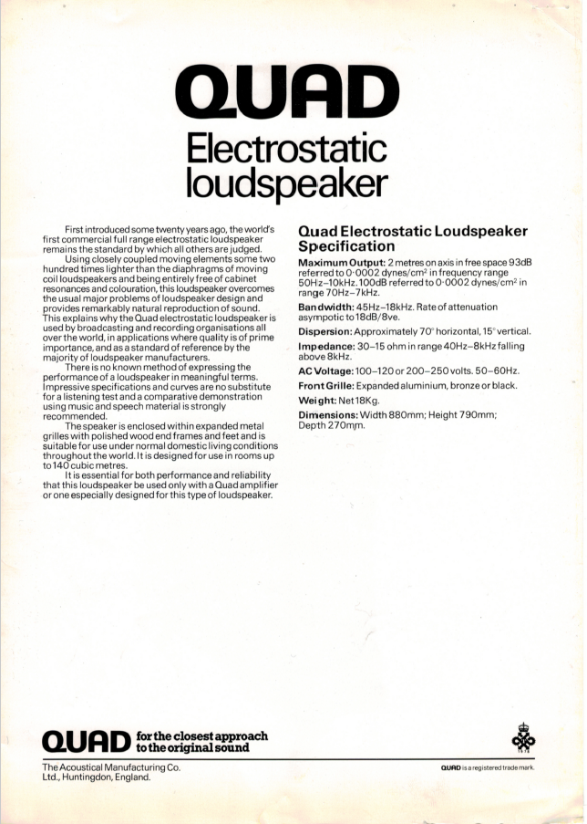 Quad ESL-57 Electrostatic Loudspeaker