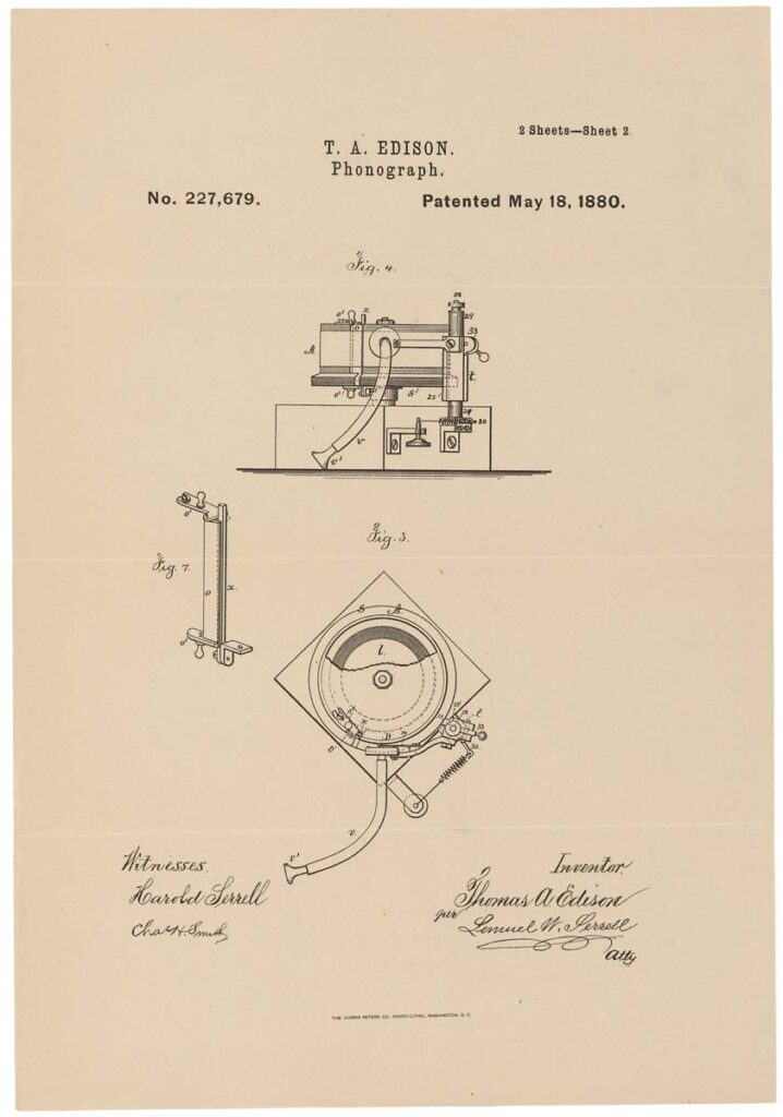 Thomas Edison phonograph patent 