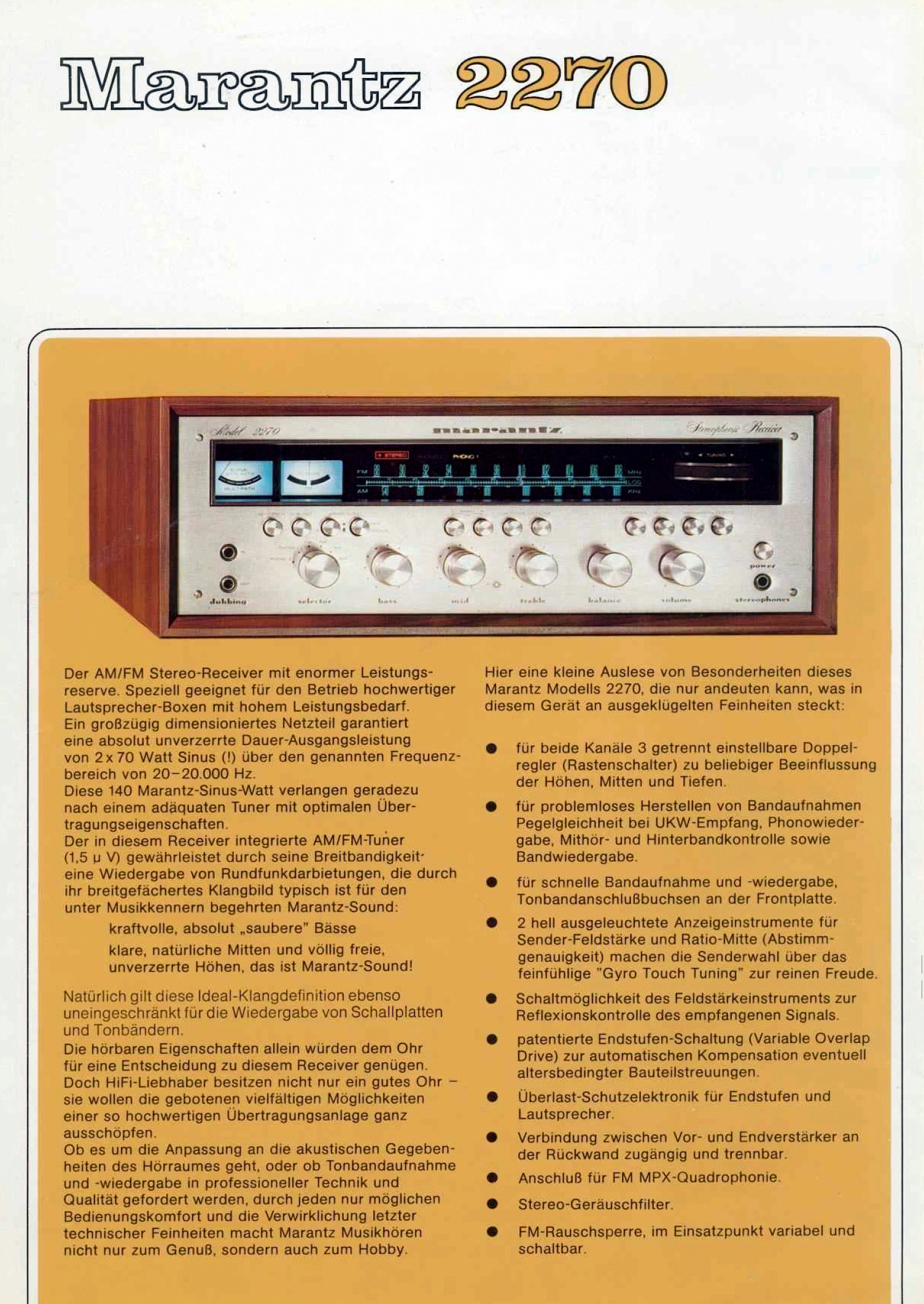 Marantz 2270 Stereo Receiver German language ad