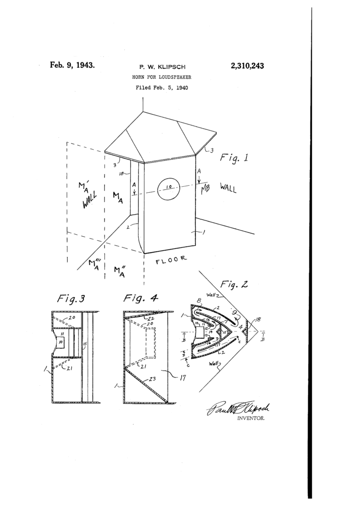 Klipschorn patent