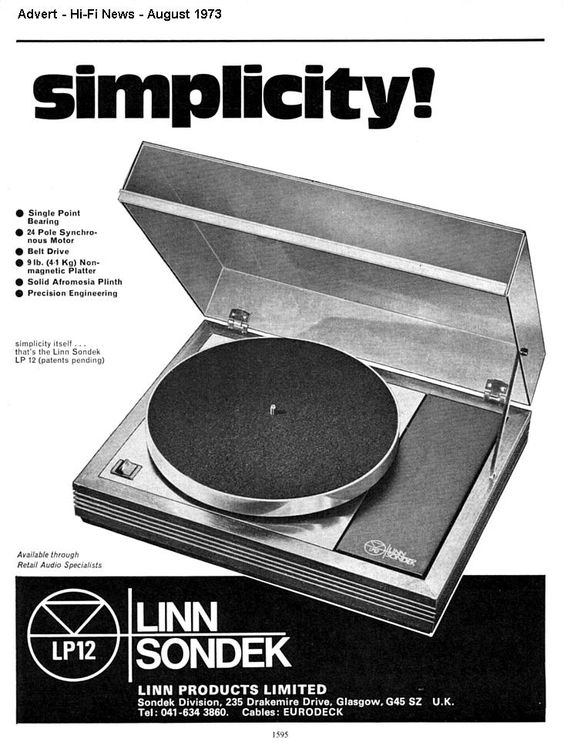 linn sondek lp12 turntable advertisement