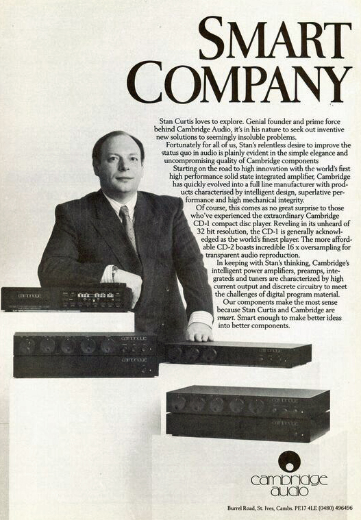 Cambridge Audio advertisement featuring the company's lead engineer Stan Curtis