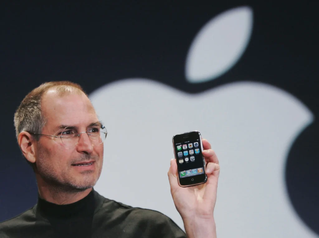 Steve Jobs introducing the latest iPhone