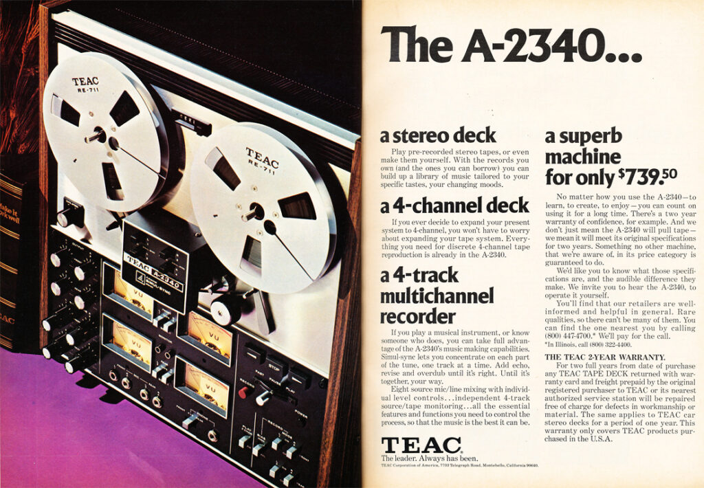 Another ad touting the versatility of the TEAC A-2340