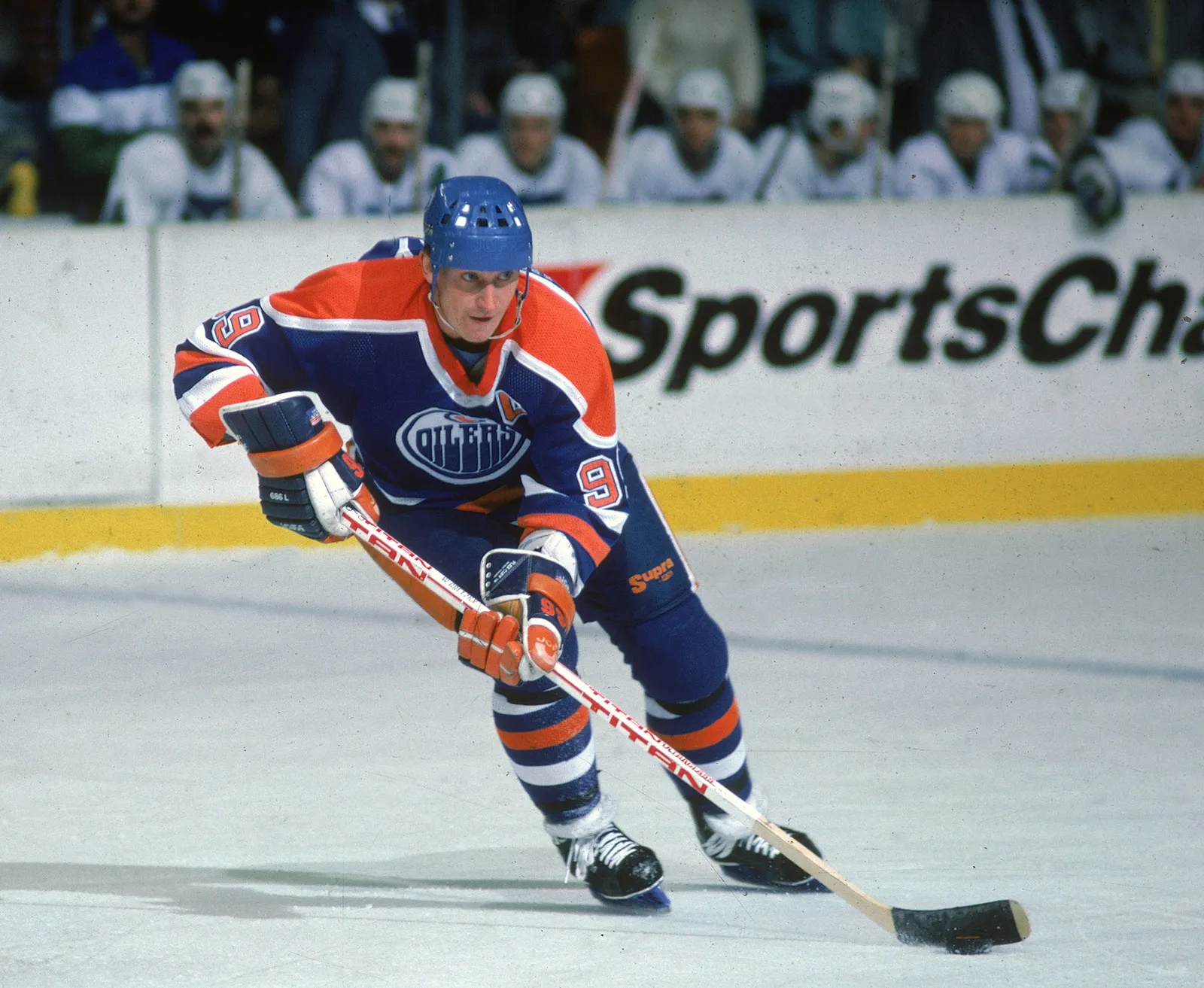 Wayne Gretzky playing for the Edmonton Oilers