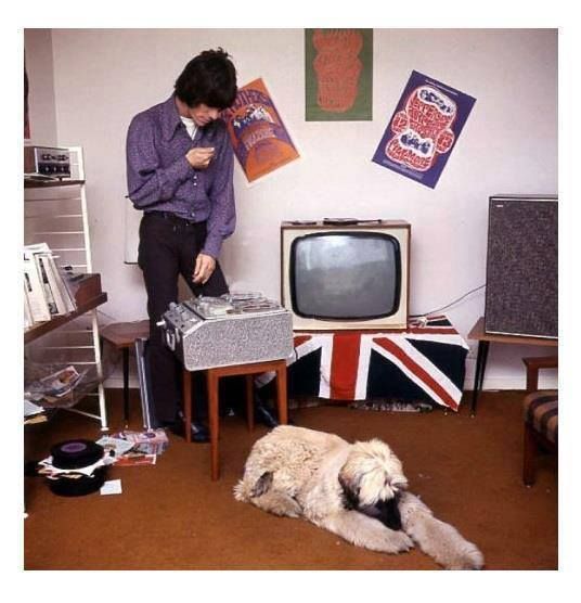 Jeff Beck with a Ferrograph open reel tape recorder