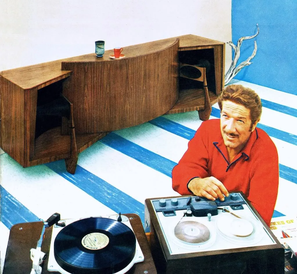 Richard Boone and his home Hi-Fi system circa 1959