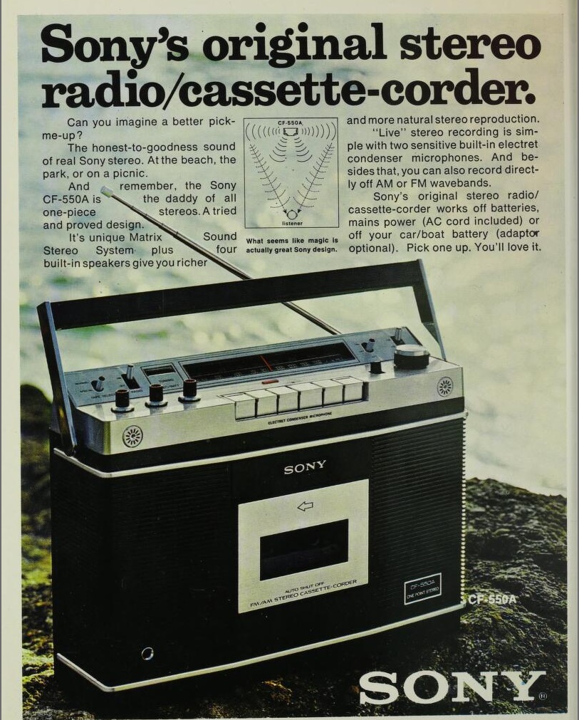 Advertisement for the Sony CF-550A (circa 1975)