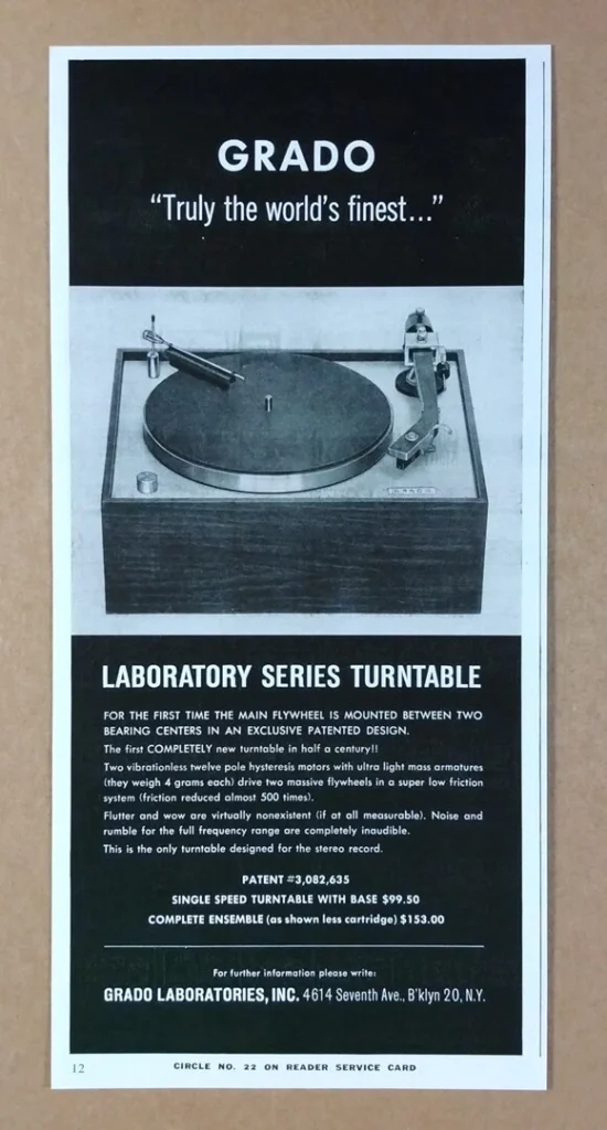 Advertisement for the Grado Laboratory Series turntable