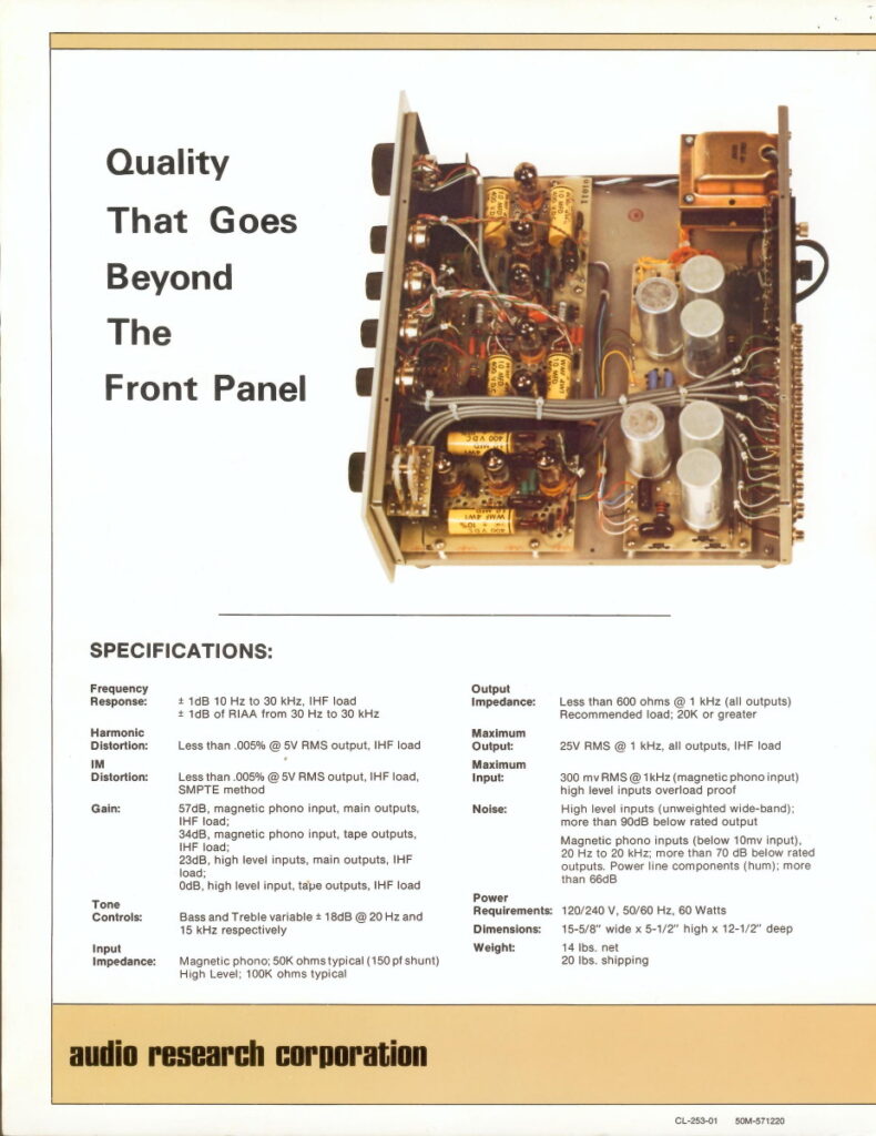 Audio Research SP-3A-1 Flyer (rear)