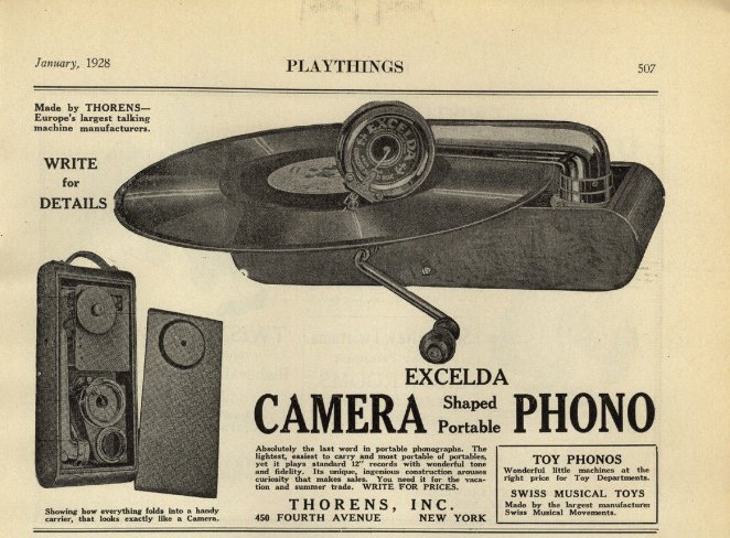 Thorens "Excelda" was a portable, self-contained phonograph (1928)