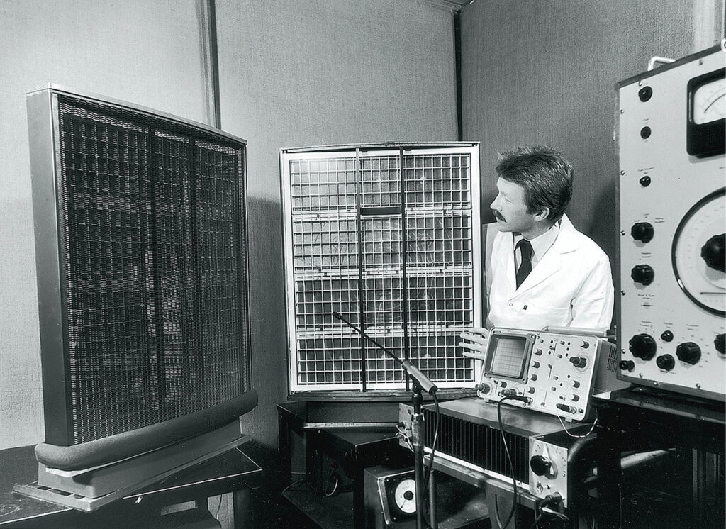 Quad ESL-63 speakers in the lab