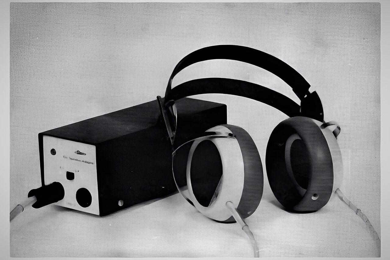 A pair of STAX SR-1 electrostatic "earspeakers" (circa 1960)