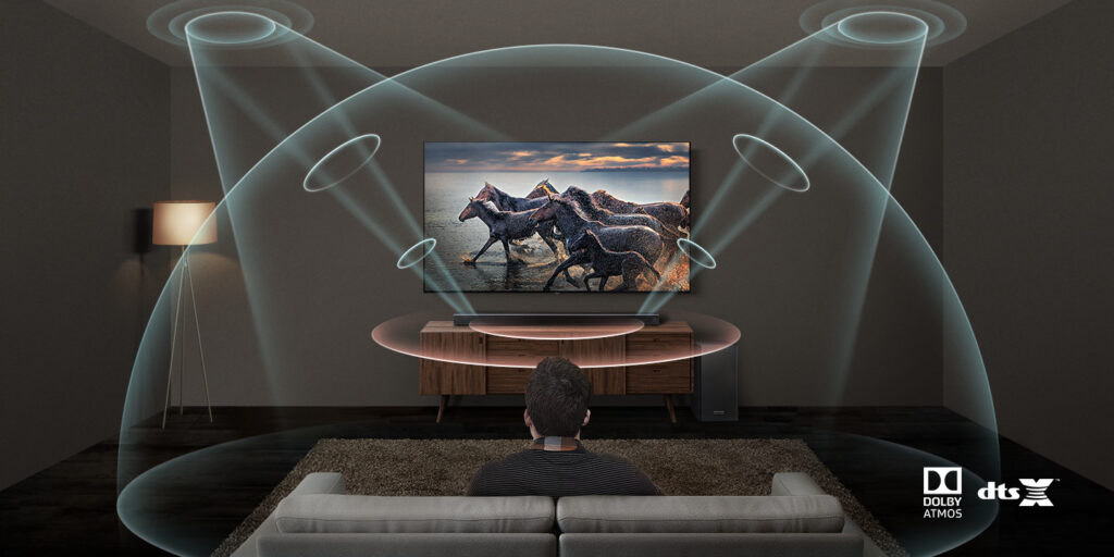 The latest generation of Dolby surround sound is called Dolby "Atmos" and delivers a convincing three dimensional sound field