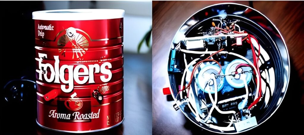 The prototype of the Phase Linear 700 amplifier was built into a coffee can