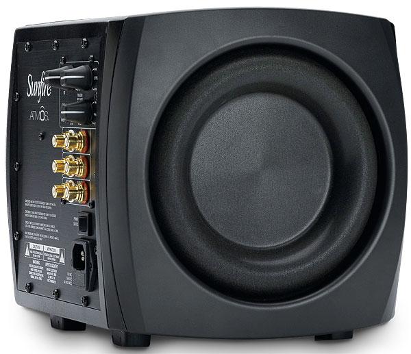 Sunfire Atmos was a 10 inch cube weighing 32 pounds sporting a pair of 6.5 inch woofers and a 1400 watt amplifier