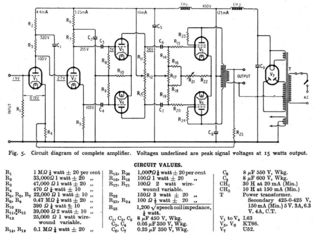 Schematic diagram for the Williamson Amplifier