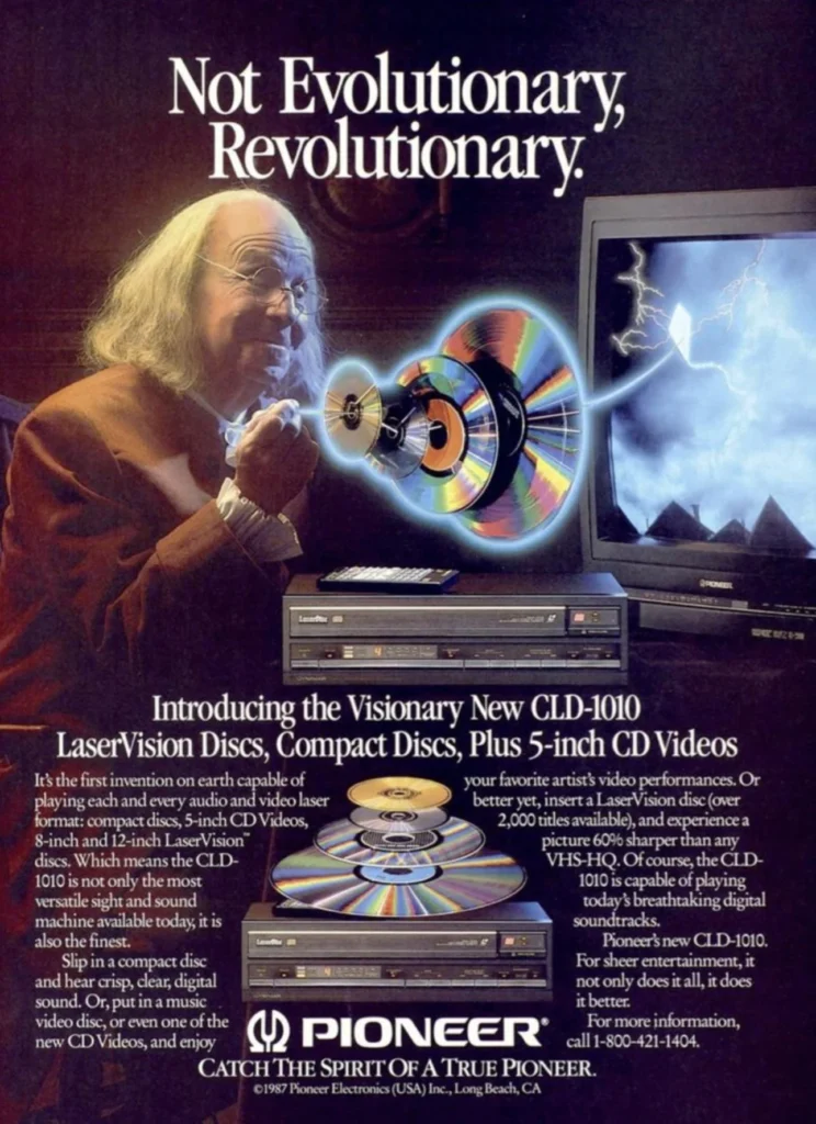 1987 Advertisement for the Pioneer CLD-1010 Disc Player