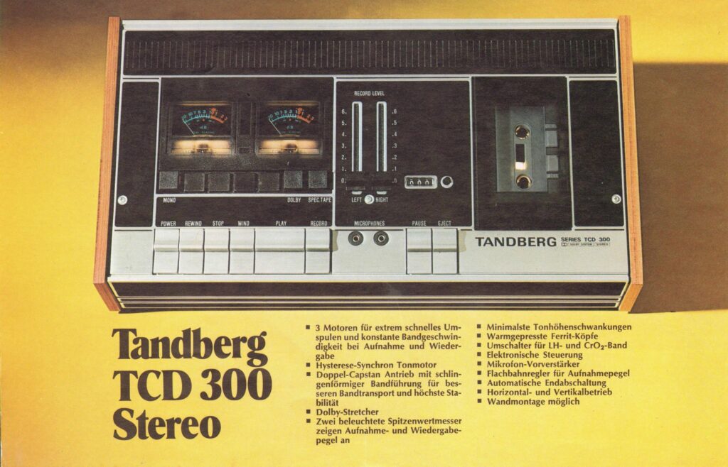 German language print ad for the Tandberg TCD300 Cassette Deck