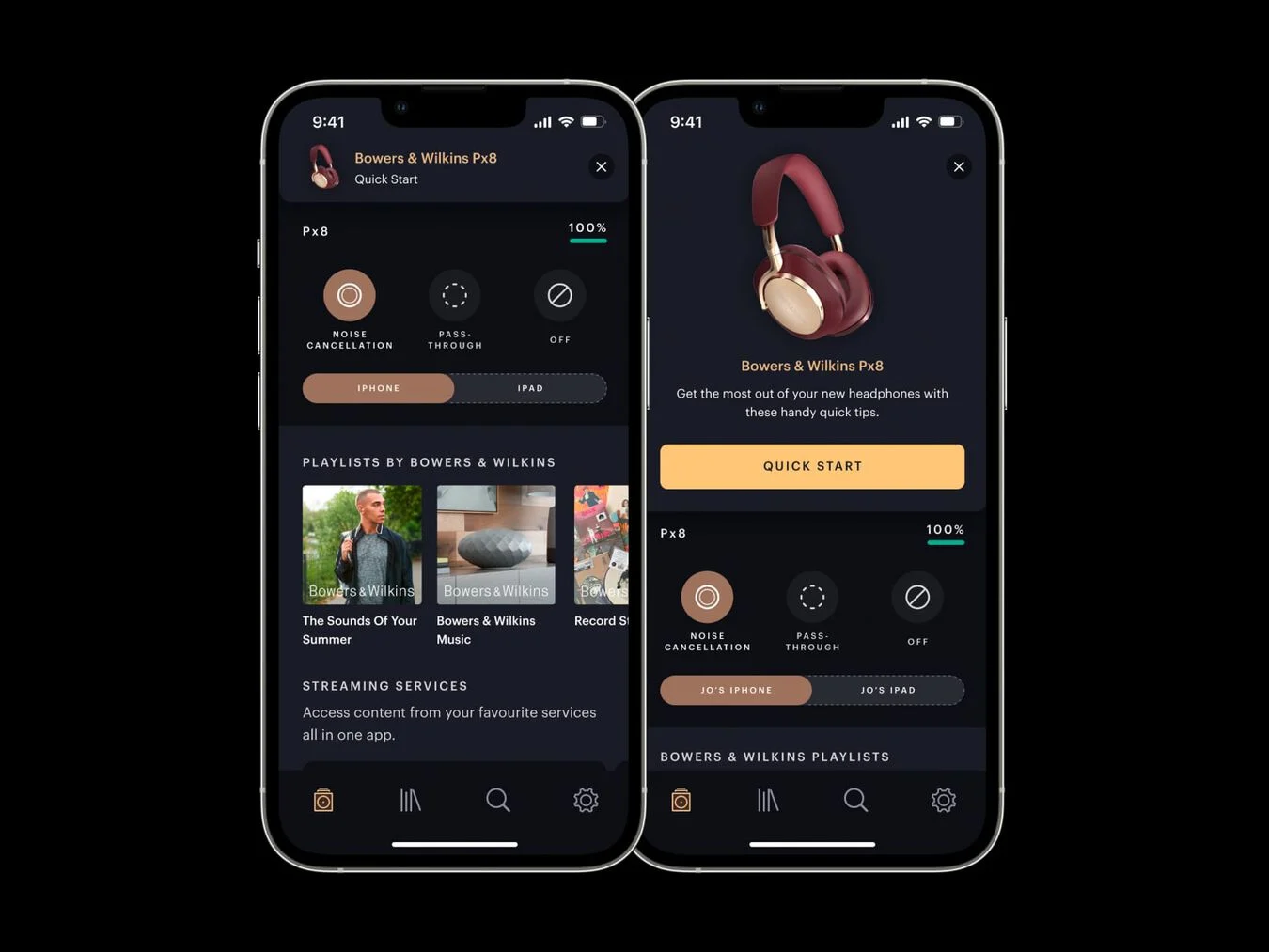 Bowers & Wilkins "Music" is a smartphone application that provides control of wireless speakers including the Zeppelin