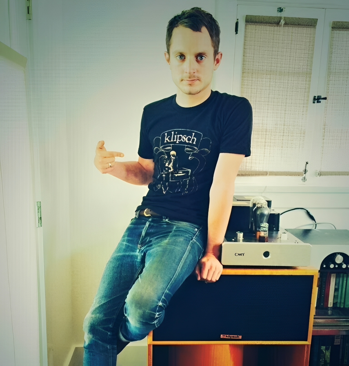 Elijah Wood with a tube powered home Hi-Fi system