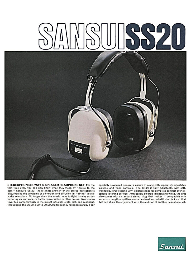 Brochure for the Sansui SS-20 headphone set