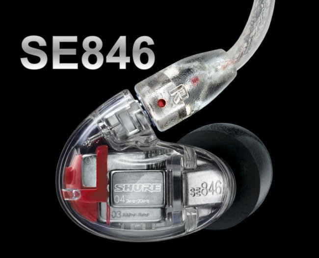 Shure SE846 In-Ear Monitor with a distinctive see-through housing